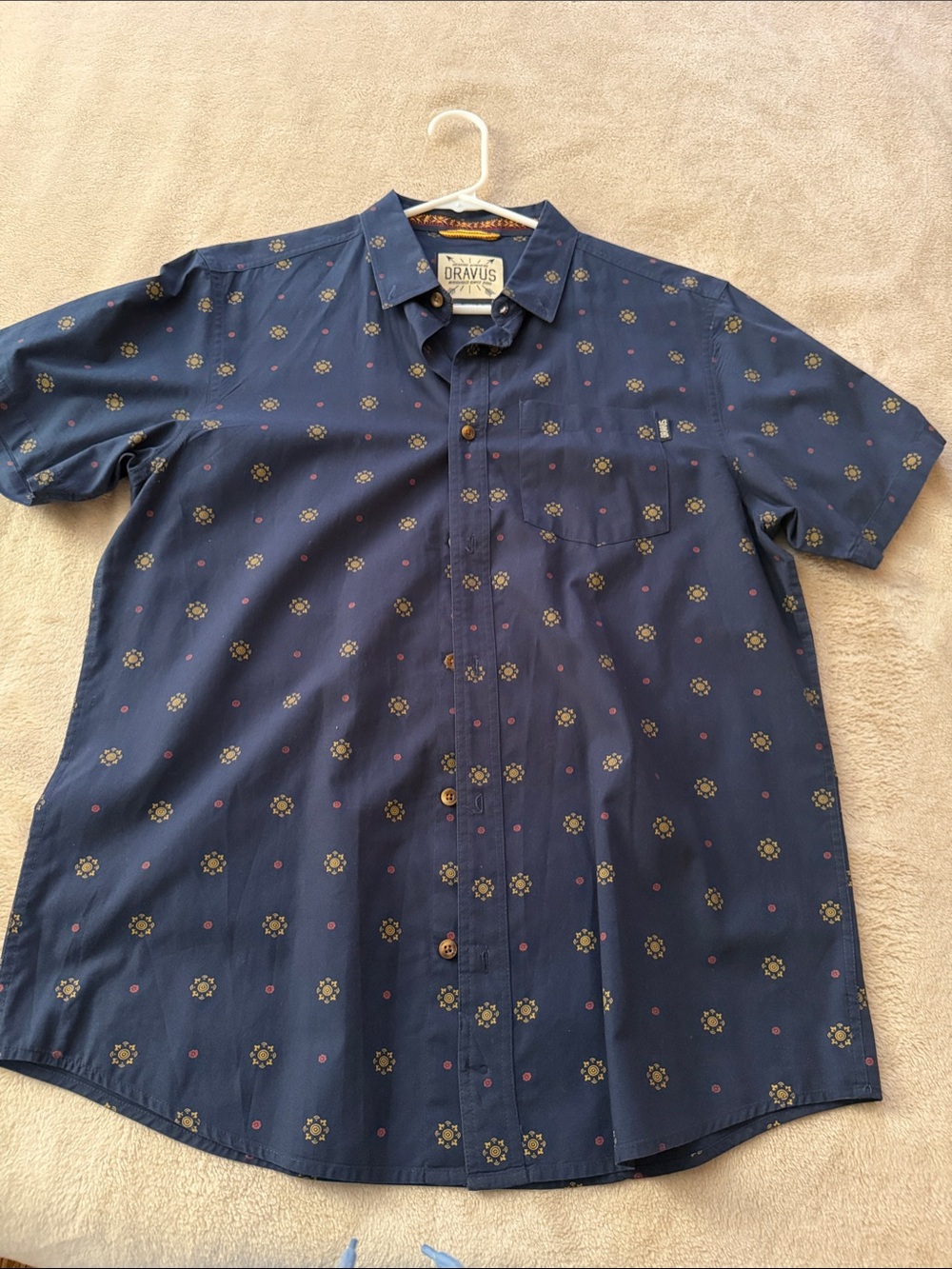 Orvis Navy Short-Sleeve Button-Down with Small Floral Print